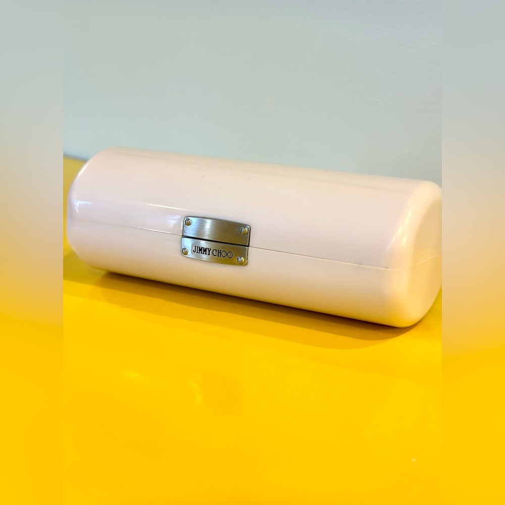 Jimmy Choo Hard Eyeglasses / Sunglasses Case - White & Silver - Picture 12 of 15